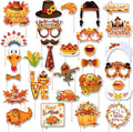 30 pcs Thanksgiving Photo Booth Props Funny Turkey Day Kits DIY Selfie Props with Stick for Fall Thanksgiving Day Party Decoration Favors
