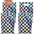 FunnyPars 30 Pcs Iridescent Checkered Race Car Party Favor Bags, Plastic Black and Iridescent Car Goodie Treat Bags, Racecar Laser Plaid Gift Bags for Kids Fast Race Car Birthday Party Decorations