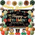 Vlipoeasn Retirement Decorations for Men Women, Colorful Vintage Retirement Party Set with Backdrop Banner Honeycomb Centerpieces Hanging Swirls, Office Retired Farewell Decor