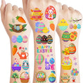 160PCS Easter Day Temporary Tattoos Stickers | Spring Easter Day Party Favors Basket Stuffers Party Supplies Holiday Decorations Eggs Bunny Flower Craft Gift Idea For Kids Boy Girl Teen Adult-8Sheets