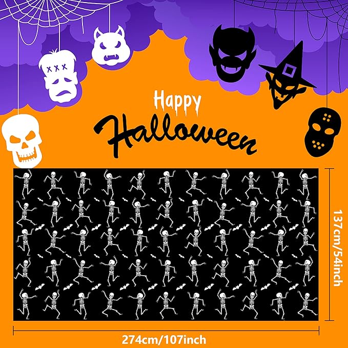 Iceyyyy 6 Packs Disposable Halloween Tablecloth - 54" x 108" Plastic Waterproof Halloween Tablecover, Rectangular Halloweens Skeleton Table Cover for Ghost Themed Party Home Decor