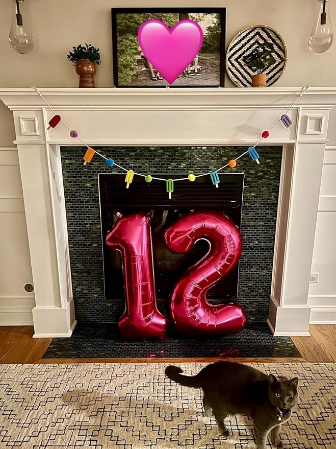 2 Numbers Balloon 40 Inch Rose Purple Two Balloon Number Birthday Decor, 2nd 12 21st Party Celebration Decorations Graduations Wedding Baby Shower