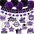 Purple Graduation Decorations, 2026 Grad Banner and Congrats Grad Hanging Swirls, Purple and Black Graduation Banner Graduations Hanging Swirls College Graduations Party Decoration Class of 2026