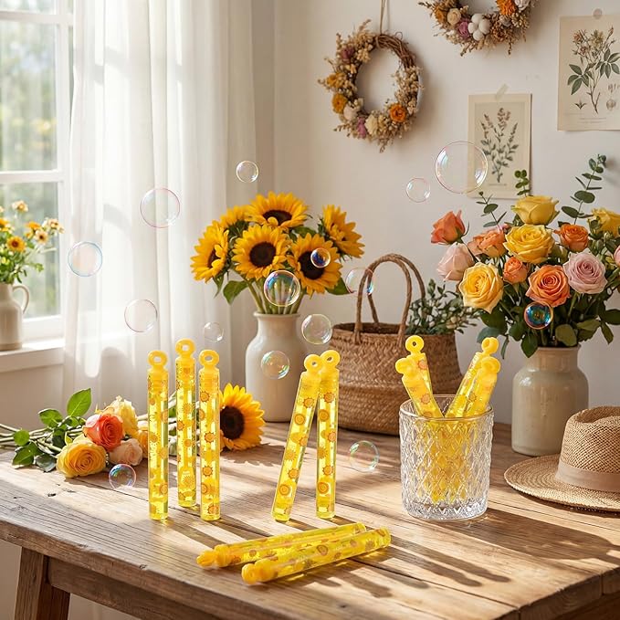 32 Pcs Summer Sunshine Bubble Wands Summer Bubble Wand Party Favors for Adult Pool Activity Birthday Party Goodie Bag Stuffers Gifts Wedding Supplies