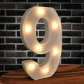Marquee Numbers Light up Numbers, 0-9 Number Battery Powered LED Light, White Plastic Numbers Sign, Night Light Number Decor for Graduation Engagement Wedding Baby Shower Birthday (Number 9)