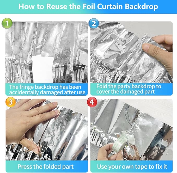 2 Pack Foil Curtain Backdrop Curtains Silver Tinsel Door Streamers Birthday Party Decorations Photo Booth Props for Disco Party Graduation Wedding Baby Shower Bachelorette Christmas Gender Reveal