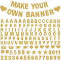 133PCS DIY Banner Kit with Letters Symbols,Make Your Own Banner,Personalized Gold Banner Custom Party Banner for Birthday/Graduation/Thanksgiving/Halloween/Valentine's Day/Retirement (Gold)
