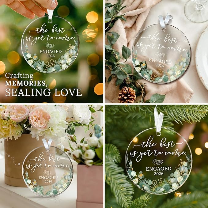 HEXMOZ Engagement Gifts for Couples - Engagement Gift for Women, Newly Engaged Couples, Her - Fiance Gifts for Women - Bride to Be Gift, Engaged Acrylic Ornament 2026 Party Decorations
