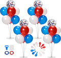JOYYPOP Balloon Centerpiece Kit for Table 4 Sets Balloon Stand with 40 Red White Blue Confetti Balloons Patriotic Table Decorations for Graduation Memorial Day Flag Day Election Party
