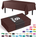 Exquisite Party Solids 6-Pack Premium Plastic Tablecloth 54in. X 108in. Rectangle Plastic Table Cover - Brown