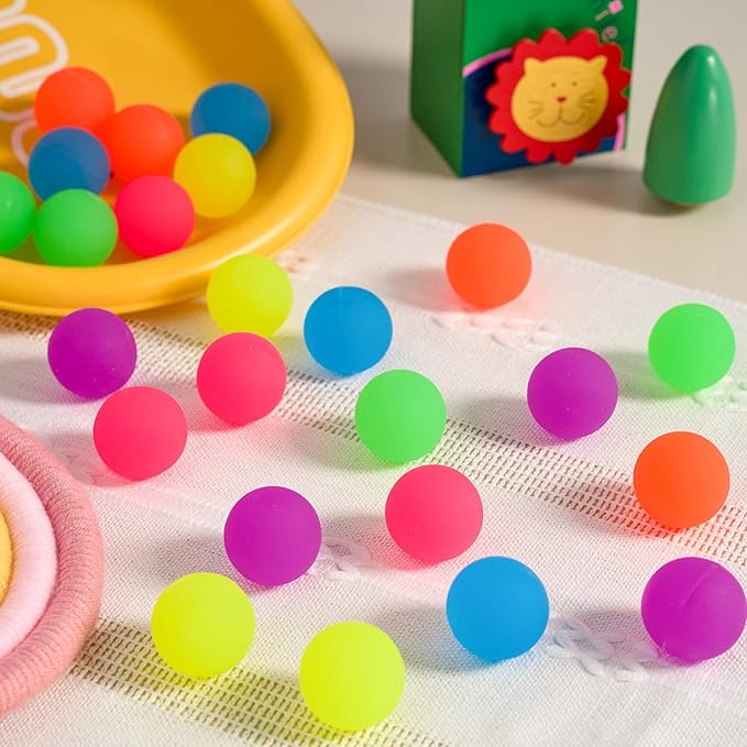 JOYIN 24 PCS Multi Neon Style Bouncy Balls, 6 Colors 32mm Assorted Bouncy Balls Bulk with Storage Bag, Bounce Toys for Kids Party Favors Birthdays Gifts Goodie Bags Stuffers Carnival Prizes