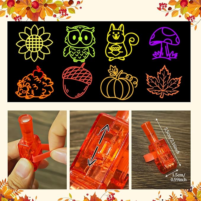 Cinrobiye 144 PCS Fall Party Favors Thanksgiving Autumn Painting Craft Set with Colorful Finger Rings, Harvest Festival Party Supplies, Goodie Bag Fillers, Piñata Fillers, Prize Bulk Set