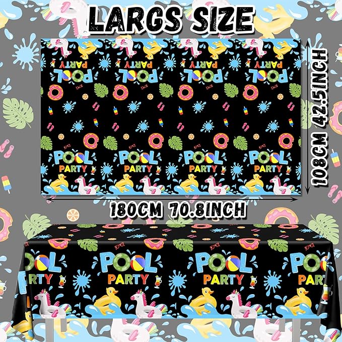 Pool Party Birthday Decorations Tablecloth,Summer Pool Party Table Cloth Decorations Summer Table Cover Spool Par-ty Tablecloth for