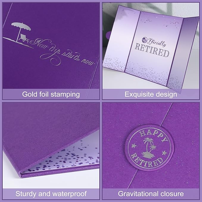 Purple Retirement Party Decorations Large retirement Card for Signing Giant Guest Book Alternative Happy Retirement Card for Woman/Men
