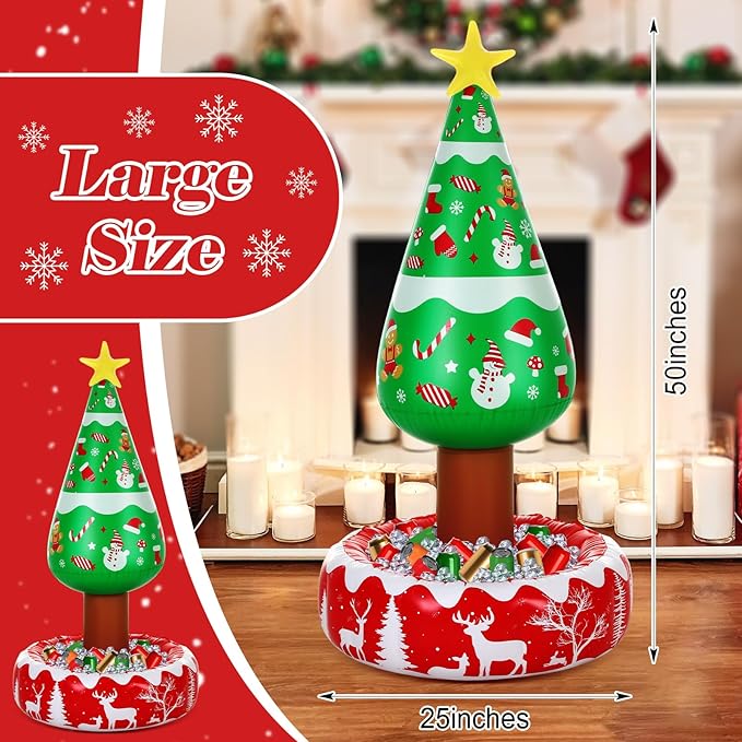 Hiboom 3 Pack Large Inflatable Christmas Tree Coolers Bulk 50 x 25 Inch Cool Beverage Coolers Gifts for Christmas Indoor Decorations