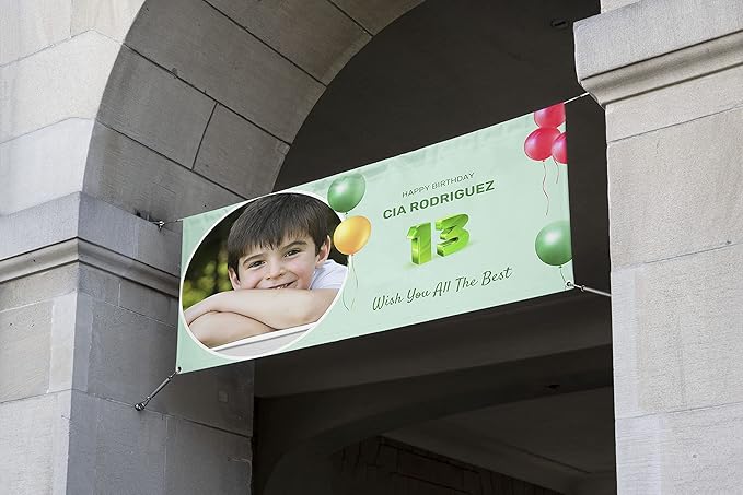 Custom Birthday Banner, Style-12, 24 x 72 inches, Vinyl, Full Color Printing, Indoor/Outdoor Use, Water Resistant, for Party Decoration