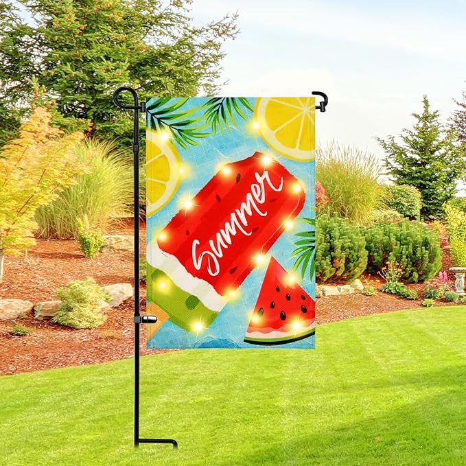 Garden Flag Stand Holder Pole,Premium Powder-Coated Weather-Proof Metal Paint Yard Flag Stand with 1 Tiger Clip and 2 Spring Stoppers,House Flag Pole Holder for Outdoor Garden Lawn