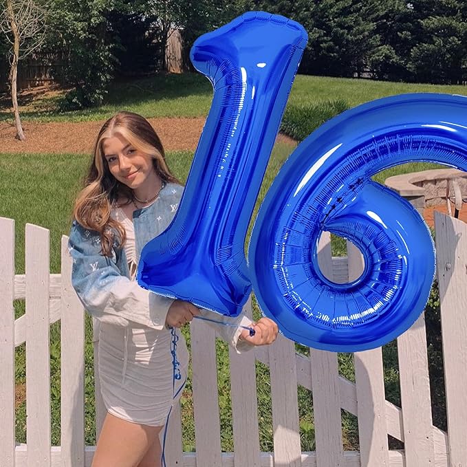 Number Balloons Navy Blue Balloons - Giant Number 10 Balloon, 10 20 30 40 50 Numbers Balloon Birthday Decorations, Blue Party Supplies for Boy Men