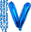 Lovoir 40 Inch Large Blue Letter V Balloons Big Size Jumbo Mylar Foil Helium Balloon for Birthday Party Celebration Decorations Alphabet Blue V
