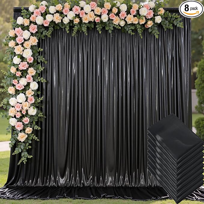40x10 ft Wrinkle Free Black Sequin Backdrop Curtain for Parties,8 Panels 5x10ft Thick Not Fall Glitter Wedding Drapes Backdrop Photo Back Drop Cloth for Birthday Graudation Photography Background