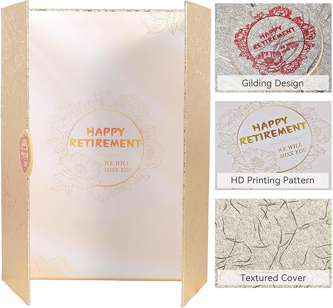 Retirement Party Decorations, Happy Retirement Guest Book Alternative, Farewell Gifts for Women Men, Farewell Party Supplies Going Away Gifts for Office Coworker (Gold)