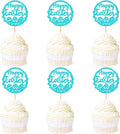 Ercadio 24Pcs Happy Easter Cupcake Toppers Glitter Blue Happy Easter Eggs Cupcake Picks for Easter Day Theme Baby Shower Easter Birthday Wedding Anniversary Party Cupcake Decorations
