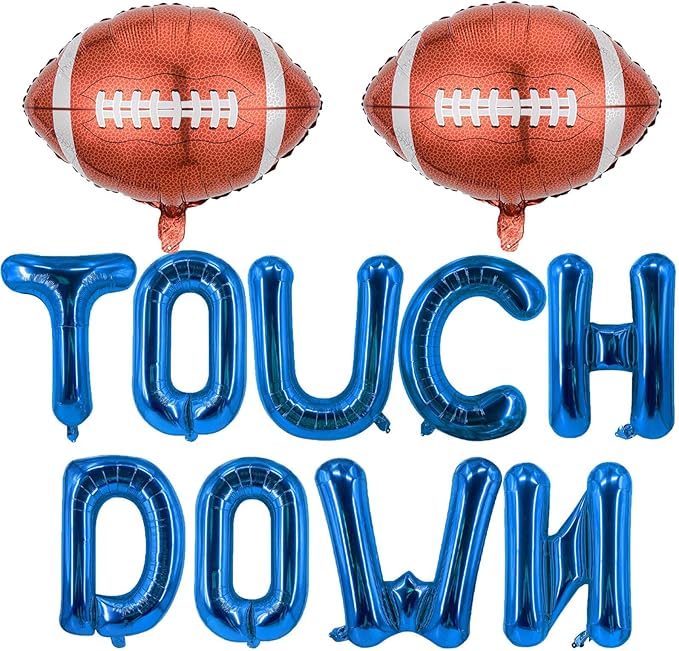 Blue Touchdown Balloons Football Balloons Rugby Birthday Party Balloons Letter Balloon for Football Birthday Party Decoration Sports Ballons Arch Kits Party Balloon Sets-11 PCS