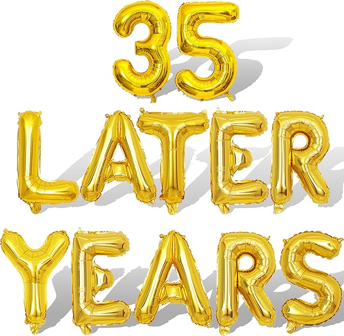 Gold 35 Years Later Letter Balloons 16in Balloon Foil Letter Decorations Party Decor Gold Letter Balloons 35 Years Later Party Supplies