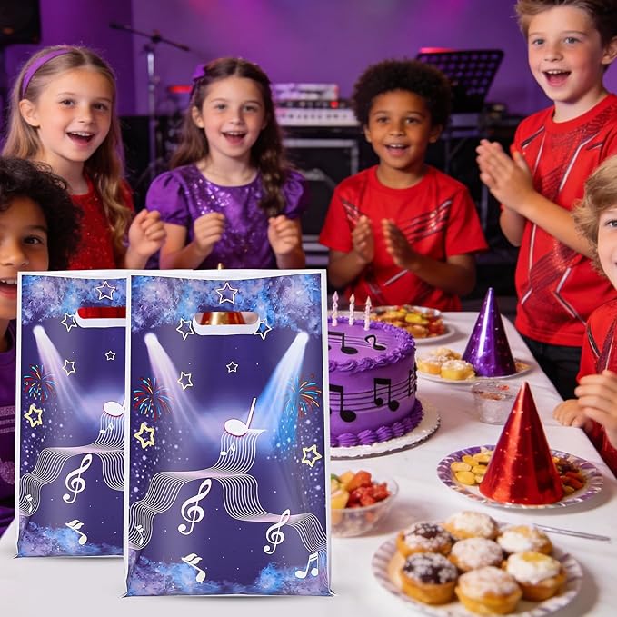 30 Pcs Music Hunter Goodie Bags Party Favor Bags with Handles for Birthday Party Theme Candy Bag Treat Bags Cookie bag