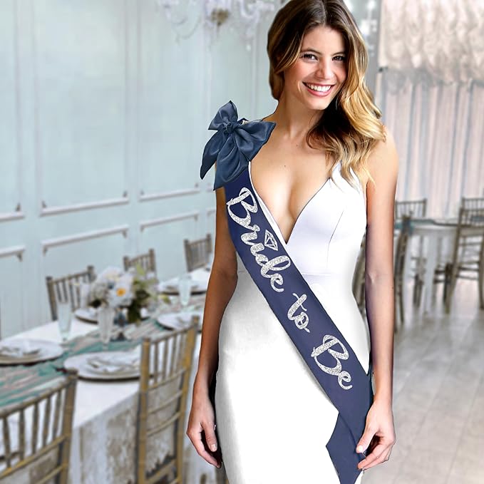 RhinestoneSash Something Blue for Bride - Navy Bridal Party Sash - Denim and Diamonds Bachelorette Party