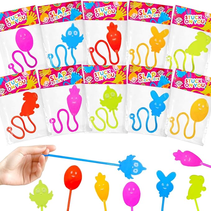 Easter Sticky Hands Bulk Toys Gifts for Toddlers,60 Pack Easter Eggs Basket Stuffers Party Favors for Kids,Goodie Treat Bag Pinata Fillers,Non Candy Classroom Egg Hunt Prizes Trinkets for Boys Girls