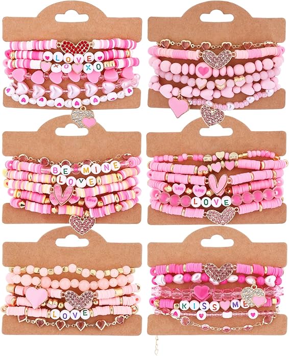 Cooluckday 36 Pcs Holiday Heishi Surfer Bracelets for Women Bulk Easter Mother's Day Christmas St. Patrick's Day Mardi Gras Bracelet Stackable Stretch Friendship Bracelets Set