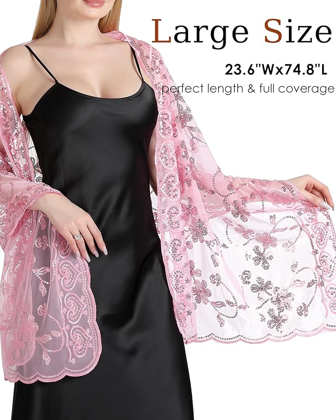 Gossifan Shawls and Wraps for Evening Dresses Sheer Women Elegant Glitter Shawls Soft Sparkly Wedding Bridal Scarf