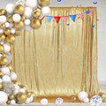 PartyDelight Gold Sequin Backdrop 6x8ft High-Density 3mm Sparkly Photo Background Back Drop Glitter Drape for Wedding, Birthday, and Holiday Party Decorations