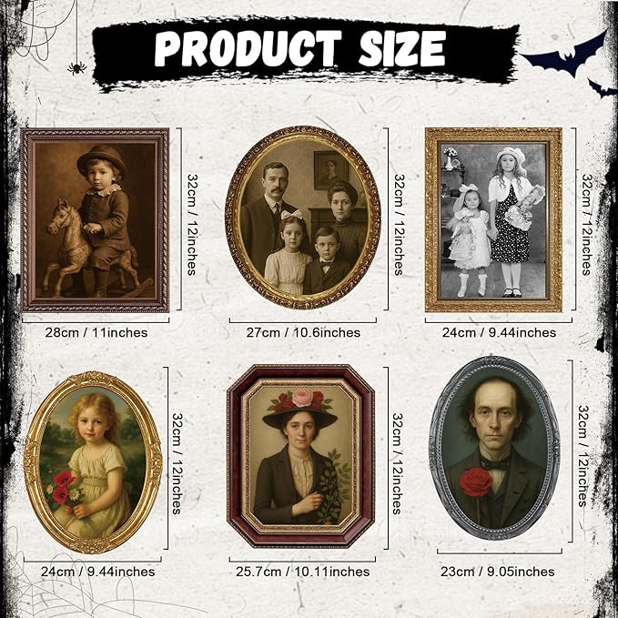 Halloween Decorations Indoor Scary Wall Decor, 6Pack 3D Changing Face Moving Picture Frames Portrait, Gothic Horror Poster Castle Haunted House Mansion Decor Decoration Party Supplies