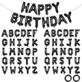 65 Pcs Black Happy Birthday Balloons and 2 Sets A-Z Letters Foil Balloons, 16 Inch Personalized Name Happy Birthday Banners for Wedding Baby Shower Anniversary Party Decorations (Black)