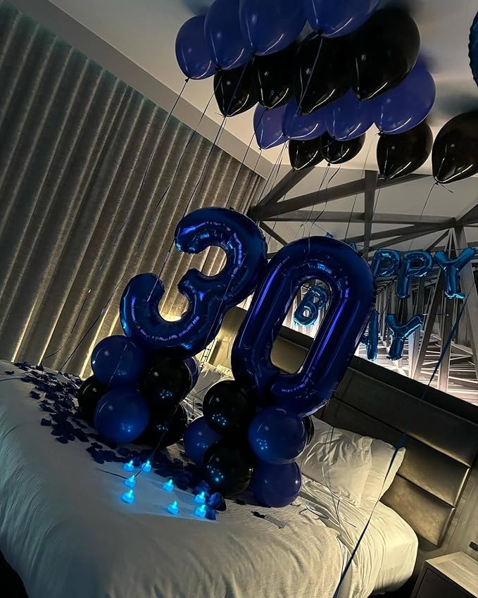 Night Blue Number 2 Balloon 40 Inch, 2nd Birthday Decoration for Toddlers Girls Boys, Sparkling 2 Number Balloon Party Decor