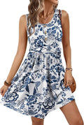 OFEEFAN Summer Dresses for Women Beach Fashion Sundresses Babydoll Dress Button Down Boho Dresses Cute Cross