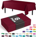 Exquisite Party Solids 6-Pack Premium Plastic Tablecloth 54in. x 108in. Rectangle Plastic Table Cover - Burgundy