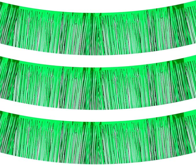 PATIKIL Foil Fringe Garland 10 Feet, 3 Pack Metallic Tinsel Streamers Fringe Banner Wall Hanging Curtain Backdrop for Wedding Birthday Christmas New Year Party Decoration, Green