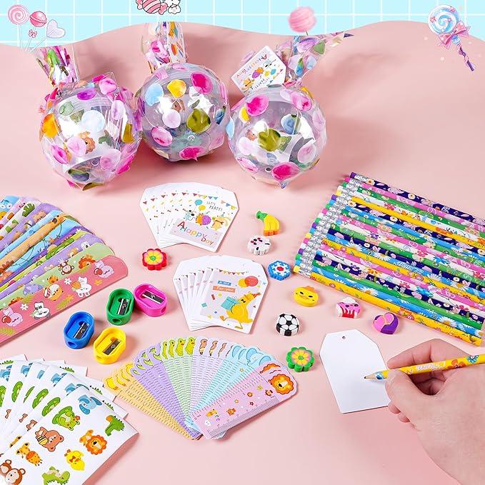 12 Pack Non-Candy Giant Lollipop Birthday Goodie Bags for Classroom Rewards Class Prizes Exchange Party Supplies