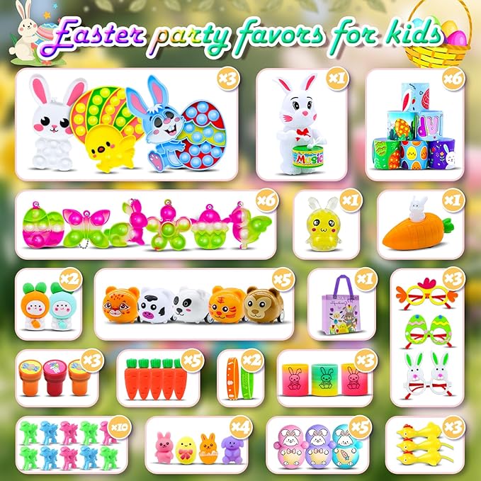 500 PCS Easter Eggs Fillers, Easter Party Favors for Kids Easter Basket Stuffers Fidget Toys Bulk, Classroom Prize Easter Gifts Treasure Box Toys Birthday Goodie Bag Stuffers
