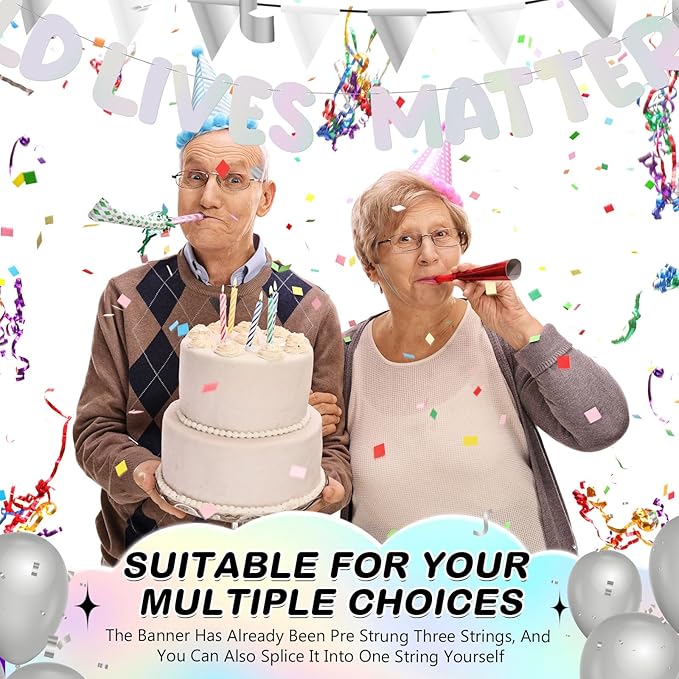 Fulmoon Pre Strung Banner 6.56 ft Funny Birthday Retirement Party Decorations 80th 70th 60th 50th Retirement Party Garland Bunting Decorations for Men Women(Iridescent)