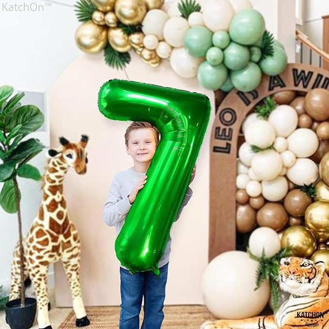 KatchOn, Giant Dark Green Number 7 Balloon - 40 Inch | 7th Birthday Balloon for Happy Birthday Decorations | Seven Balloons Number For 7th Anniversary Decorations | 7th Birthday Party Supplies