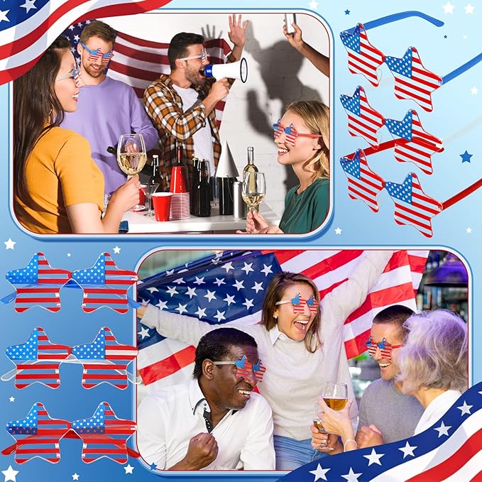 4th of July Star Glasses American Flag Glasses Patriotic USA Flag 250th Anniversary Independence Day Decoration
