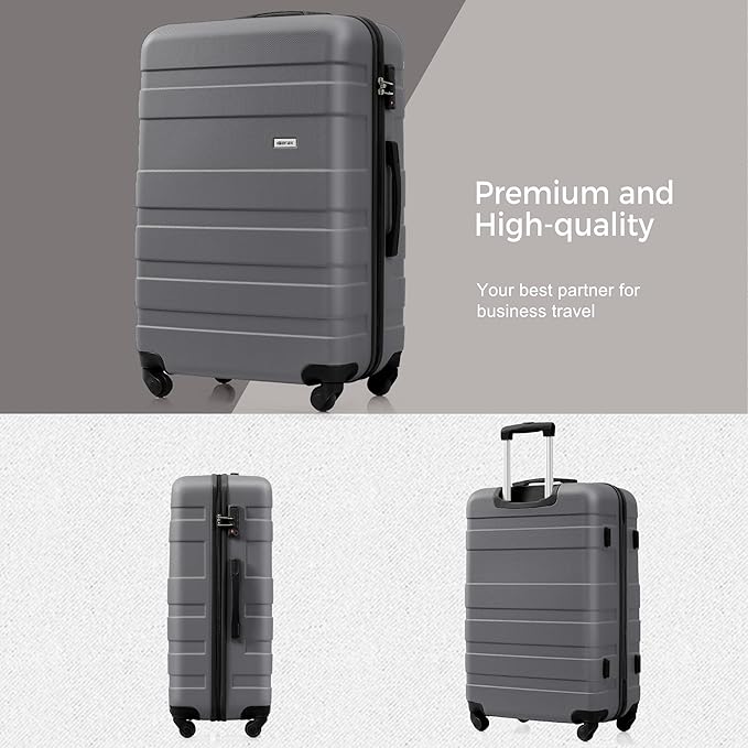 4-Piece Luggage Set, Suitcase with TSA Lock Travel Duffel Bag Wet-Dry Toiletry Bag, Grey