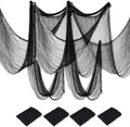 4 Pack Halloween Creepy Cloths, Scary Spooky Cloth Creepy Gauze, 30 x 72inch Freaky Loose Weave Creepy Cloth, Decorations for Haunted Houses Props Halloween Wall Outdoor Indoor Decor (Black)