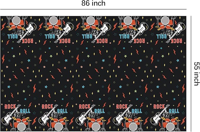 Rock and Roll Party Decorations Tablecloth, 3pcs Disposable Rockstar Music Guitar Theme Rock n Roll Party Supplies Tablecover for Birthday Baby Shower, 86in x 55in