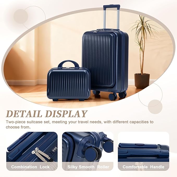 20/14 Inch Hardside Luggage, Lightweight Suitcase with Spinner Wheels