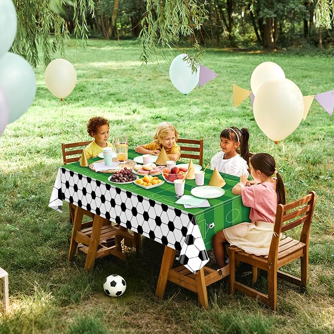 Hxezoc 3 Pack Disposable Soccer Plastic Tablecloths, 54 x 108 Inches Soccer Waterproof Table Cover for Sports Birthday Party Baby Shower Decorations Outdoor Indoor Party Supplies